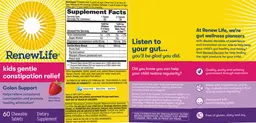 Label for Kids Gentle Constipation Relief Strawberry Blast Flavor