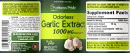 Label for Odorless Garlic Extract 1000 mg