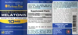 Label for Super Strength Melatonin 10 mg