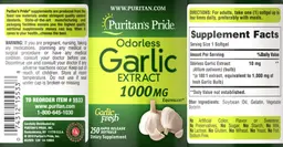Label for Odorless Garlic Extract 1000 mg