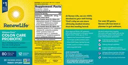 Label for Ultimate Flora Colon Care Probiotic 80 Billion