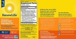 Label for Ultimate Flora Everyday Probiotic 15 Billion