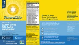 Label for Ultimate Flora Extra Care Go-Pack Probiotic 50 Billion