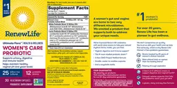 Label for Ultimate Flora Health & Wellness Women's Care Probiotic 25 Billion