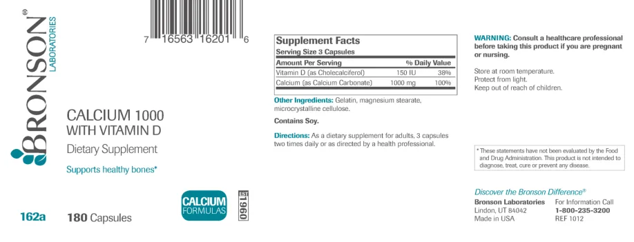Label for Calcium 1000 With Vitamin D