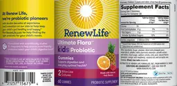 Label for Ultimate Flora Kids Probiotic Gummies 2 Billion