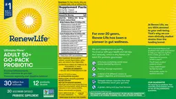 Label for Ultimate Flora Adult 50+ Go-Pack Probiotic 30 Billion
