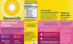Label for Ultimate Flora Probiotic Women's Care Go-Pack 15 Billion