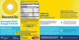 Label for Norwegian Gold Omega-3 Fish Oil Daily Omega