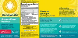 Label for Ultimate Flora Probiotic Ultimate Care 200 Billion