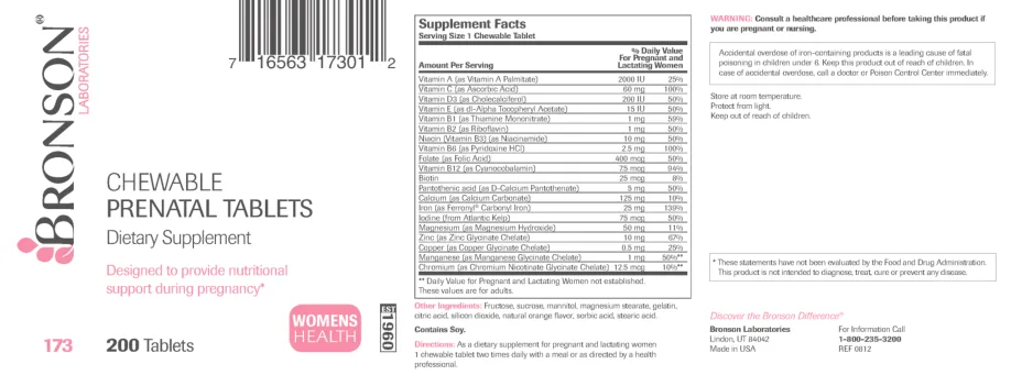 Label for Chewable Prenatal Tablets
