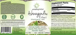 Label for Ashwagandha Extract 500 mg