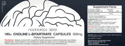 Label for Choline L-Bitartrate Capsules 500 mg