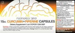 Label for Curcumin + Piperine Capsules