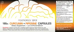 Label for Curcumin + Peperine Capsules