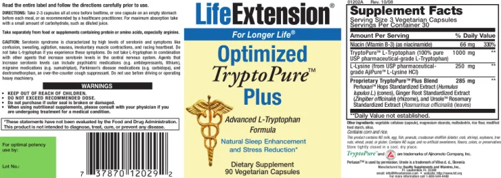 Label for Optimized TryptoPure Plus