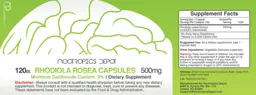 Label for Rhodiola Rosea Capsules 500 mg