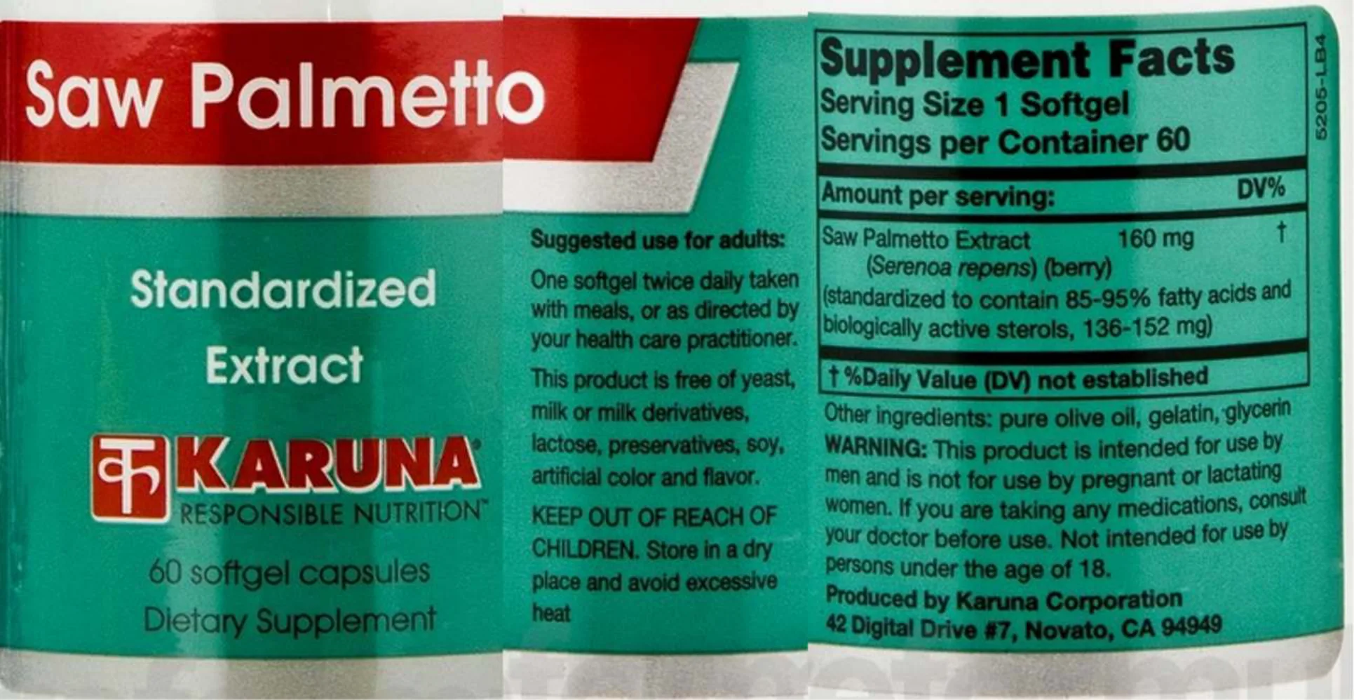 Label for Saw Palmetto