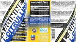 Label for L-Arginine L-Citrulline 1000 mg