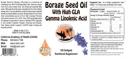 Label for Borage Seed Oil with high GLA Gamma Linolenic Acid