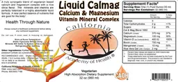 Label for Liquid Calmag Calcium & Magnesium Vitamin Mineral Complex