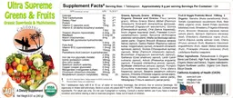 Label for Ultra Supreme Greens & Fruits