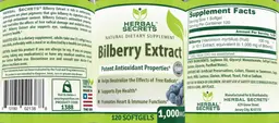 Label for Bilberry Extract