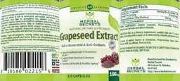 Label for Grapeseed Extract 100 mg