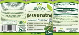 Label for Resveratrol 100 mg