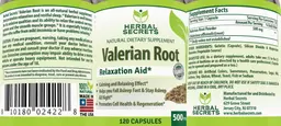 Label for Valerian Root 500 mg