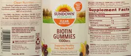 Label for Biotin Gummies 1000 mcg