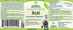 Label for Acai 500 mg