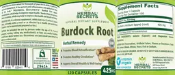Label for Burdock Root 425 mg