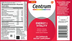 Label for Centrum Energy & Vitality
