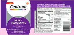 Label for Centrum Rest & Rejuvenate Blueberry Blackberry