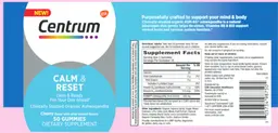 Label for Centrum Calm & Reset Cherry Flavor