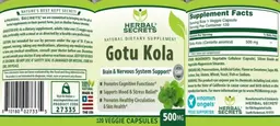 Label for Gotu Kola 500 mg