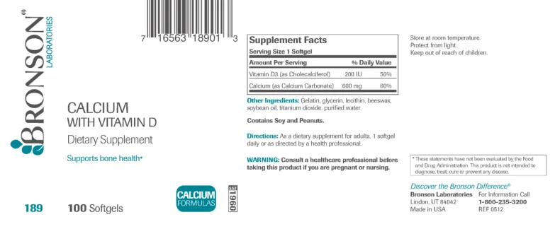 Label for Calcium With Vitamin D