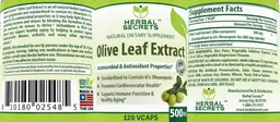 Label for Olive Leaf Extract 500 mg