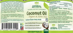 Label for Coconut Oil 1000 mg