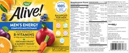 Label for Alive! Men's Energy Complete Multivitamin