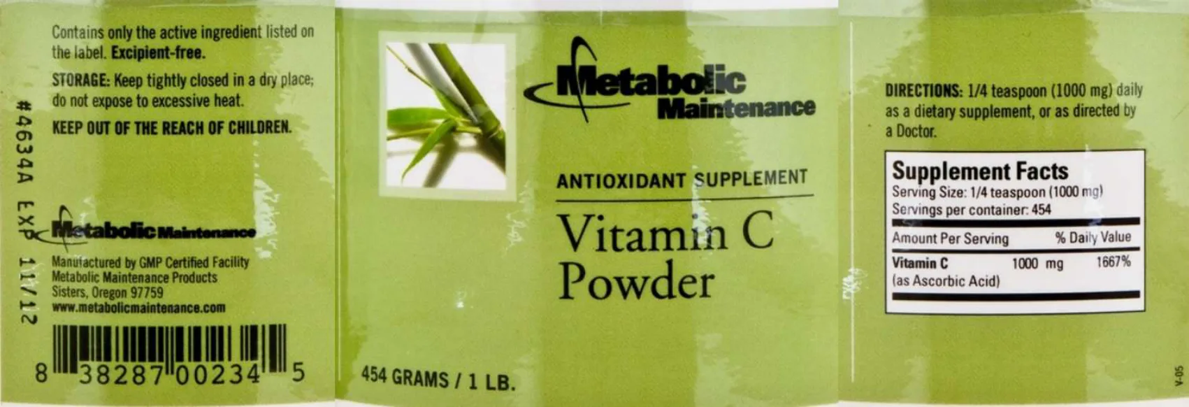 Label for Vitamin C Powder