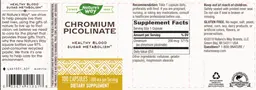 Label for Chromium Picolinate 200 mcg
