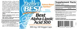 Label for Best Alpha-Lipoic Acid 300