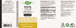 Label for MSM 1000 mg