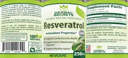 Label for Resveratrol 250 mg
