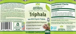 Label for Triphala 500 mg