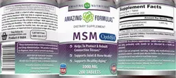 Label for MSM 1000 mg