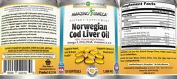 Label for Norwegian Cod Liver Oil 1,000 mg Fresh Orange Flavor