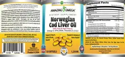 Label for Norwegian Cod Liver Oil 1,250 mg Fresh Orange Flavor